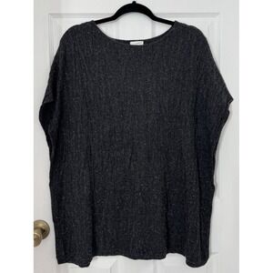 J.Jill Knit Wool Sweater Women's XS Charcoal Vest Short Sleeved Oversized